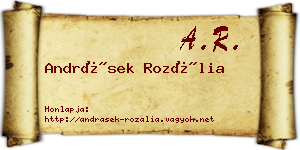 Andrásek Rozália névjegykártya